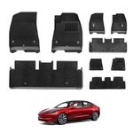 3W Floor Mats for Tesla Model 3 2024 Highland,TPE All Weather Double Layer Floor Mats+Carpet,Waterproof Anti-Slip Easy to Clean UKCA Quality Certification Car mat Accessories carpet