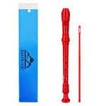 EastRock Soprano Recorder for Beginners Kids, C Key Recorder German Style, Soprano Recorder ABS 3 Pieces with Cleaning Rod Fingering Chart Packing Bag Thumb Rest (Red)