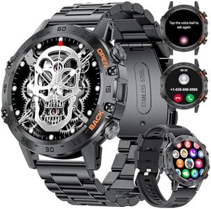 SUNKTA Montre Connectée Homme avec Appel Bluetooth pour Android iOS 400 mAh Sport Smartwatch Homme 2 Bracelets en Acier Noir pour Montre Intelligente Homme Fréquence Cardiaque Santé Moniteur