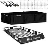 ARKSEN 84 x 39 x 6 Inch Heavy Duty 150LB Roof Rack Cargo Carrier with 500D Waterproof Cargo Bag, 2 Cargo Nets & 2 Ratchet Straps, Top Luggage Holder Basket for SUV, Truck, & Car Steel Construction