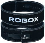 ROBOX Powerlifting Lever Belt - 4" Back Support 10mm Suede Leather, Deadlifts, Squats, Bodybuilding, Gym, Workout, Weight Lifting Belt for Men and Women (Black, Large)