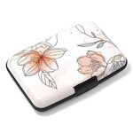 Rimilak Aluminuml Credit Card Holder, Mini Credit Card Wallet RFID Blocking Slim Metal Hard Case for Women Men, Beauty Flower