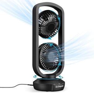 Dr. Prepare Small Tower Fan Oscillating Table Fans with 270° Tilt, 105° Oscillating, 3 Speeds and 3 Auto-Off Timer, Portable USB Desk Fan for Bedroom Office Home Desk, Powerful Airflow 15 Inch