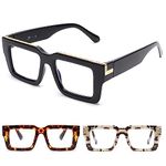 JM 3 Pack Oversized Square Reading Glasses for women men, Blue Light Blocking Computer Readers +3.0