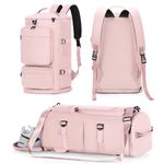 Gym Bag for Men Women - 3 in 1 Duffle Bag and Gym Backpack with Shoes Compartment and Wet Pocket - Sports Bag Carry On Weekender Overnight Backpack for Travel, Pink