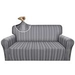 Granbest Luxury Thick Velvet Sofa Loveseat Cover 2 Seater Super Stretch Couch Cover Ski-friendly 4 Seasons Universal Sofa Protector for Pets and Kids (2 Seater, Dark Grey)