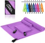 Pameil Microfiber Towels,3-Pack(80x40cm x2+160x80cm) Large Microfibre Towel,Quick-Drying Towel Gym Workout Travel Swimming Beachl Shammy Camp Outdoor Hiking Towel (light purple)