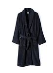 100% Egyptian Cotton Towelling Bath Robe Unisex Dressing Gown Terry Towel Dressing Gowns Bathrobes- Terry Towel Shawl Collar (UK, Alpha, L, Regular, Regular, Black)