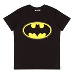 DC Comics Batman Classic Logo T-Shirt, Girls, 3-15 Years, Black, Official Merchandise