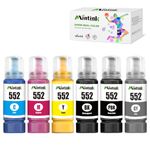 552 Ink Replacement for Epson 552 Refill Ink Bottles Use with ET-2800 ET-2720 ET-2803 ET-4800 ET-2760 ET-2800 ET-4700 (1 Black, 1 Photo Black, 1 Cyan, 1 Magenta, 1 Yellow, 1 Gray, 6 Pack)