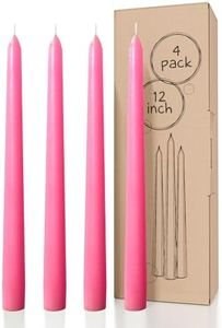 CANDWAX 12 inch Taper Candles Set of 4 - Dripless and Smokeless Candle Unscented - Slow Burning Candle Sticks - Pink Candles Taper