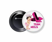 Printing Solutions - Team Heels Button Badges- Team Girl - Baby Shower Badges (Pack of 10)