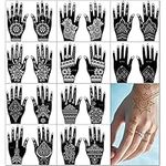 PPVWEY 20 Sheets Henna Tattoo Kit Stencil for Hand, Reusable Temporary Airbrush Tattoo Stencils Arabian Tattoo Stickers for Body Paint Art (20P)