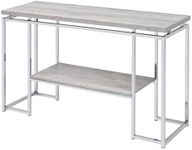 Acme Furniture Chafik Sofa Table, Natural Oak & Chrome