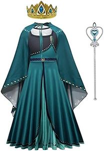 Lito Angels Vestido de Coronación de la Reina Anna para Niña, Disfraz de Princesa Reino del Hielo 2 con Capa, Corona y Accesorios, Talla 11-12 años, Verde