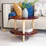 Dime Arts Shoppee Coffee Table-Round Shaped Wood Coffee Table with 2 Open Shelving for Storage and Display Sofa Table, End Table Modern Furniture for Living Room,Home & Office-24 inches (Brown)