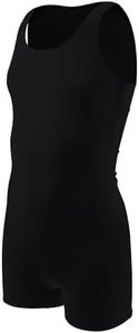 JEERLEEP Mens Athletic Supporters Sleeveless Mankini Leotard Boxers Bodysuit Singlets Leotard Jumpsuits (Black, OneSize)