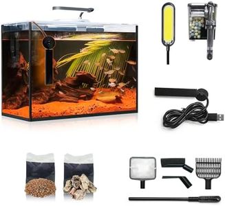 3 Gallon Fish Tank Aquarium Starter Kit, Including HD Float Glass Small Fish Bowl, Heater, Self-Cleaning Filter, Light, Rocks, Gravel, Plants, Cleaning Tool Set.Beginner's Gift for Betta, Guppy