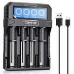 18650 Battery Charger Dlyfull Rechargeable Battery Charger for 3.7V Li-ion LCD Display with Type-C 5V/2A Fast Charging 26650 10440 16340(RCR123) 17335 17500 21700 22650 10340 Lithium Batteries