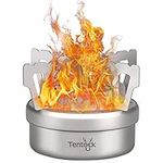 Tentock Titanium Alcohol Stove with Cross Stand Outdoor Mini Spirit Burner Ultralight Camping Alcohol Burner for Backpacking Hiking Picnic BBQ Cookout (Stove with stand)