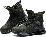 SYLPHID Men Steel Toe Sneakers Women Safety Shoes High top Work Shoe with Air Cushion Lightweight Breathable Puncture Proof, Women11.5/Men9.5, Green