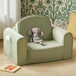 Tiny Land 2-in-1 Foldable Kids Couch with Pocket Soft Thick Toddler Sofa
