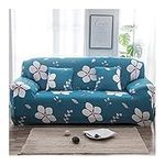 Daesar Sectional Sofa Cover Stretch, Couch Slipcover Leaves and Flowers Couch Slipcover Blue Green (Polyester 1 Seater)