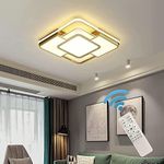 Oninio 40W Dimmable Ceiling Light Fixture, Modern Led Ceiling Lamp, Gold Flush Mount Fixtures Chandelier Ceiling Lighting for Bedroom Kitchen Dining Room Hallway Office, Square