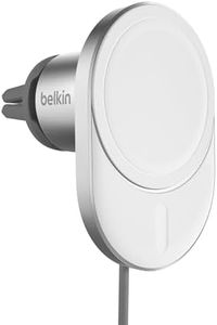 Belkin BoostCharge Pro Wireless Car Charger with MagSafe Compatibility, 15W Fast Charging, Extra Strong Magnetic Car Vent Phone Mount for iPhone 15, iPhone 14, iPhone 13, & iPhone 12 Series - White