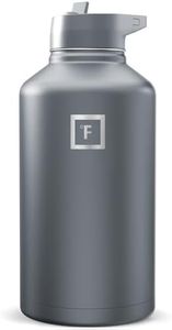 IRON °FLASK Camping & Hiking Hydration Flask with Straw, Wide Mouth Insulated Stainless Steel Sports Water Bottle - Graphite 64 oz - Straw (1 Lid)