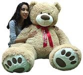 Giant Teddy Bear with Personalized Red Satin Neck Ribbon - Huge 5-Foot Extra-Soft Jumbo Plush Teddybear - Gigantic Stuffed Animal - OSO de Peluche - Cute Oversized Plushie - Big Plush