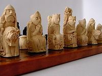 QUICK SALE PRICE Gothic Medieval / Isle of lewis style chessmen - full size complete chess set game pieces vintage and collectors