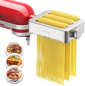 All Metal Pasta Attachment 3 In 1 Set For Kitchenaid Stand Mixer, Included Pasta Sheet Roller, Spaghetti Cutter, Fettuccine Cutter Maker Accessories And Cleaning Brush