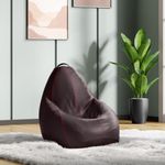 Wakefit 3XL Bean Bag, Bean Bag Chair, Bean Bags, Bean Bag Chair with Beans Filled, Bean Bag with Beans, Bean Bag XXXL, Original Leatherette Bean Bag (Brown with Red Piping)