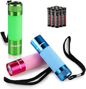 EverBrite 3-Pack Mini Flashlights, Glow in Dark Flashlights, Aluminum LED Flashlights Party Favors Assorted Colors for Camping, Hiking, Indoor, 9XAAA Batteries Included