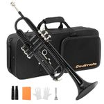 Soulmate Bb Trumpet Brass Standard Gold Trumpet Instrument for Student School Band Orchestra Adult Beginner with Hard Case, Cleaning Kit, 7C Mouthpiece and Gloves, Black