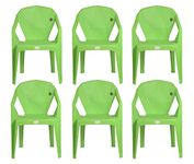 PETALS Nakshatra Plastic Chairs | Plastic Arm Chair for Home and Garden | Bearing Capacity 150kgs (Green) (Set of 6)