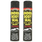 HM Hammerite 2x 600ml Underbody Vehicle Seal With Waxoyl Black Underseal Aerosol Can Kills Rust Prevents Reappearance heavy-duty protection Flexible weather proof skin