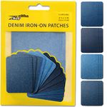 ZEFFFKA Premium Quality Denim Iron-on Jean Patches Inside & Outside Strongest Glue 100% Cotton Assorted Shades of Blue Repair Decorating Kit 12 Pieces Size 3" by 4-1/4" (7.5 cm x 10.5 cm)