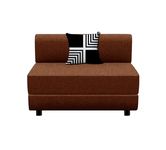 Dr Smith Sofa Cum Bed Leg Sofa-Bed (One Seater - 3' X 6' Feet) Jute Fabric Washable Cover with Cushion - Brown Color