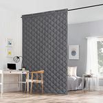 RYB HOME Large Soundproof Blanket, Thermal Insulated Door Curtains for Doorway Noise Reducing Divider for Workshop Basement Laundry Acoustic Covering as Moving Blanket, W48 x L96 inch, Grey, 1 Panel