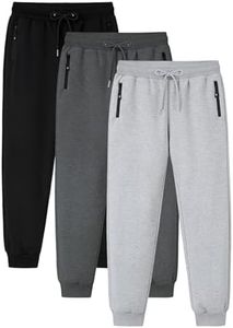 Gihuo 3 Pack Mens Athletic Pants Workout Sweatpants for Men Gym Running Sweat Pants Joggers with Pockets (US, Alpha, XX-Large, Regular, Regular, BlackDarkGreyLightGrey)
