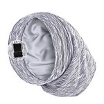 LULUSILK Satin Lined Sleep Cap Bonnet, Stay On All Night Hair Wrap Cover with Adjustable Strap for Women and Men, Assorted Color-light Grey, One Size