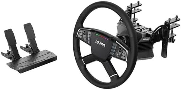 MOZA Trucking Bundle 4PCS PC Gaming Racing Simulator Kit: R5 5.5Nm Direct Drive Wheel Base, 400mm TSW Truck Wheel, SR-P Lite Pedals and Wheel Clamp for PC, Black