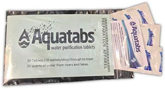 Aquatabs Water Purification Tablets for Camping and Emergency Preparedness, Bagged 30-Pack