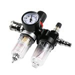 MOCNT 1/4" Air Filter Regulator Air Compressor Moisture Trap Kit Oil Water Lubricator Separator Pressure Reducer Pneumatic Components Gas Processor Quick Connector