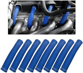 Sylvil 8 PCS Spark Plug Wire Boots, 6 Inch 1200° Automotive Heat Shield Thermal Protection Insulator Sleeve Cover, Fireproof Spark Plugs Protect Boot Replacement, Car Accessories (Blue)