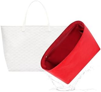 19 NeatThin Lightweight Bag Insert, Waterproof Surface and Silky Satin Lining, Fits Saint Louis GM (With Zipper and Bottle Holder, Ruby)