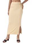 COCOFAB Lycra Saree Shapewear Petticoat for Women, Cotton Blended,Petticoat,Skirts for Women,Shape Wear Dress for Saree (XL, Beige)