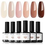 Modelones Gel Nail Polish 6 Colors Nude Gel Polish All Seasons Skin Tones Pink Neutral Brown Gel Polish Set Soak Off Gel Nail Kit Manicure DIY at Home Nail Art Salon Gift